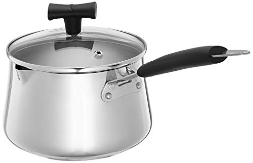 Amazon Brand – Solimo Stainless Steel T Pan with Glass Lid & Induction Base, 1.5 Litre